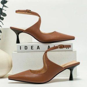 Pyramid Heeled Slingback Pumps
